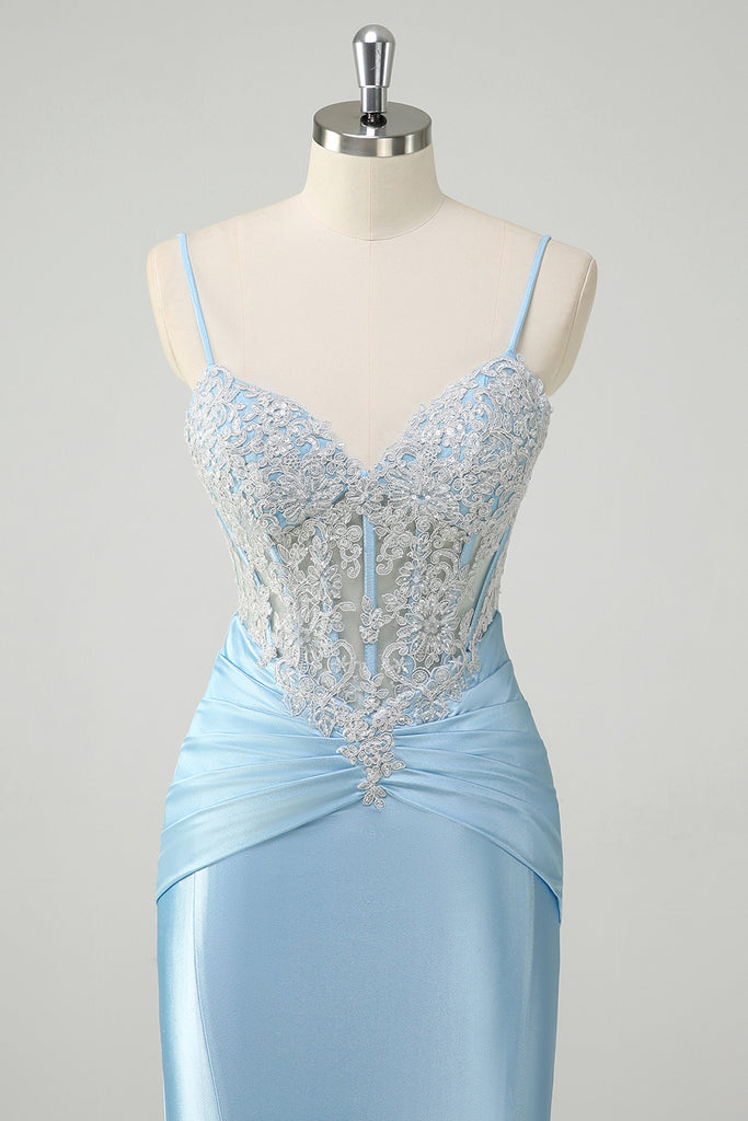 Dark Blue Straps Sleeveless Applique Mermaid Formal Dresses main image 1