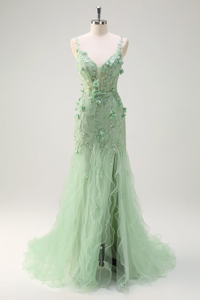 Mermaid Spaghetti Straps Sexy Green Long formal dresses Bridesmaid Dresses evening gown Prom Dress