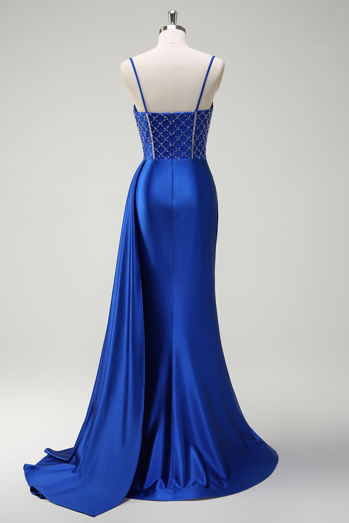 Royal Blue Long Prom Dresses,Mermaid Spaghetti Straps Evening Dresses Y1686 main image 1