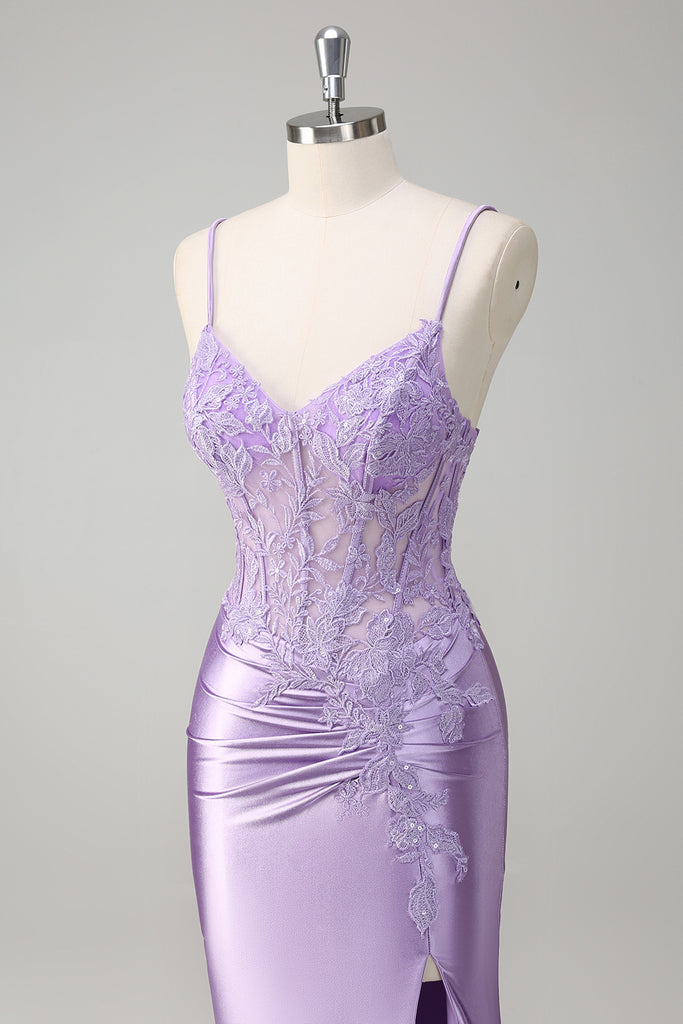 Pretty Mermaid Spaghetti Straps Lilac Long Prom Dresses Party Dress