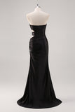 Sparkly Sweetheart Black Sheath Prom Dress with Slit