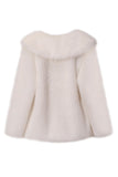 Black Notched Lapel Long Sleeves Faux Fur Short Coat