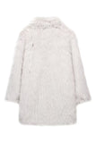 Ivory Notched Lapel Women's Fur Coat