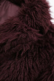 Burgundy Lapel Short Women's Fur Coat