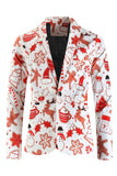 White Printed 3-Piece Christmas Men Suit