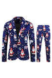 Navy Santa Claus 3-Piece Men's Suit for Christmas