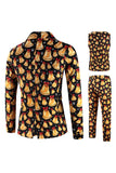 Orange Fitted Christmas 3-Piece Men's Party Suit