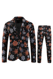 Black Snowflake Printed 3 Pieces Men's Christmas Suit