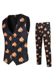 Black Animal Printed 3-Pieces Men's Party Suits