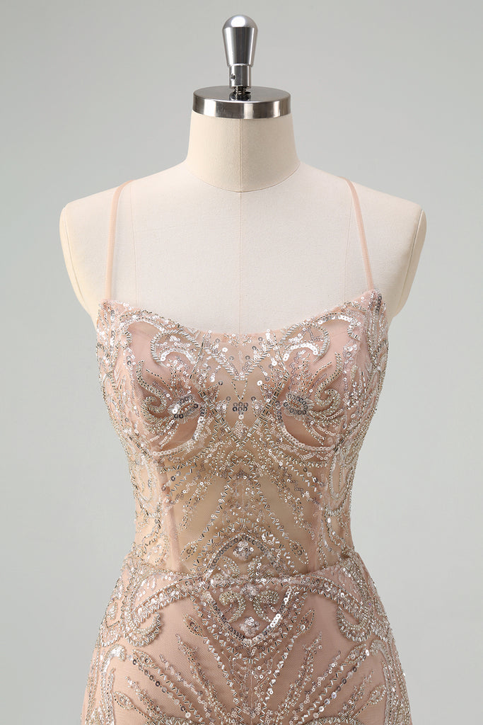 Mariposa Corset Mini Dress - Champagne Sparkle