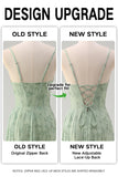 Dusty Sage Mermaid Corset Ruched Chiffon Long Floral Dress with Slit