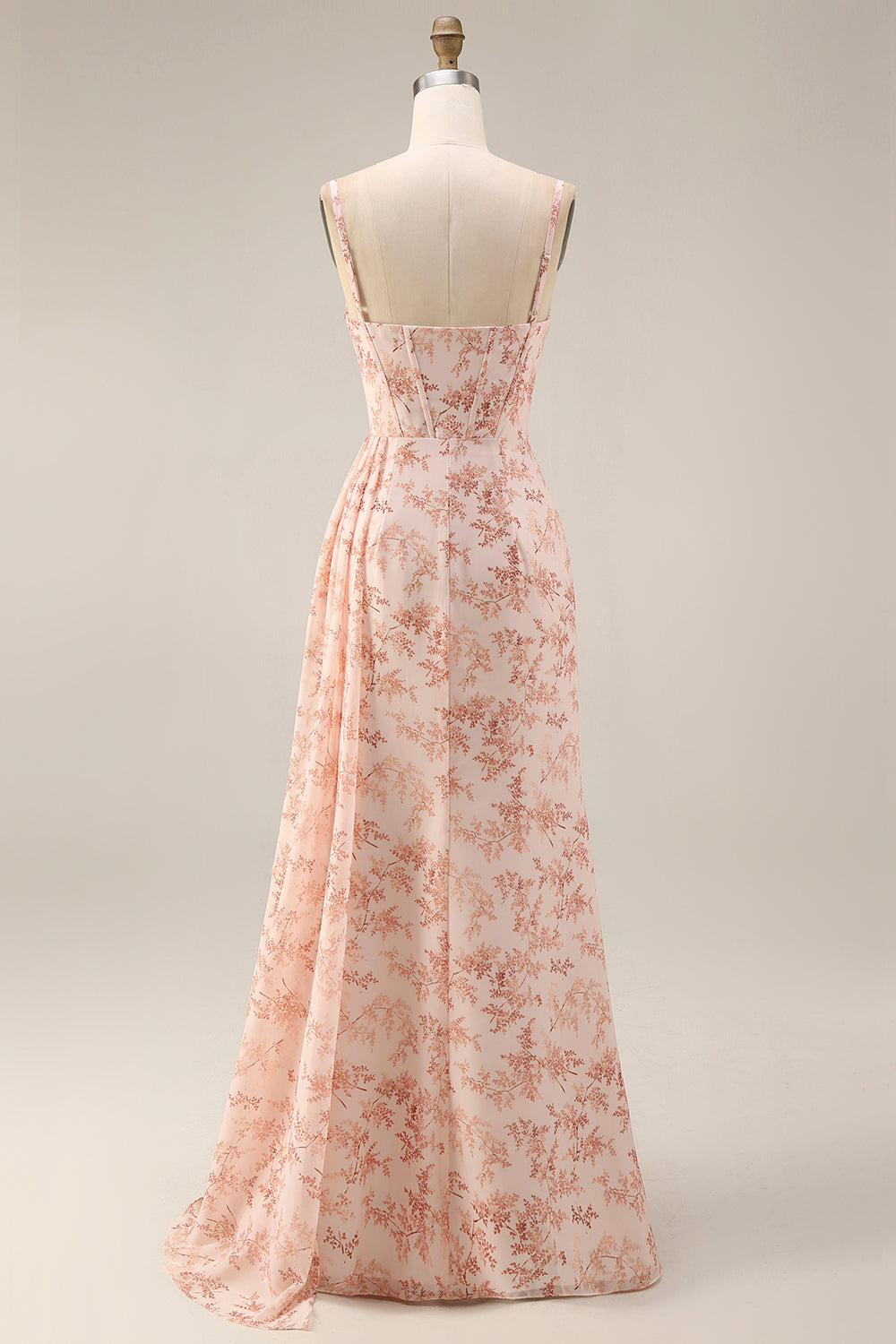 ZAPAKA Women Pink Long Floral Bridesmaid Dress with Slit Mermaid Corset Ruched Chiffon Spaghetti Straps Wedding Guest Dress, Pink / US24W ZAPAKA Women Pink Long Floral Bridesmaid Dress with Slit Mermaid Corset Ruched Chiffon Spaghetti Straps Wedding Guest Dress, Pink / US24W