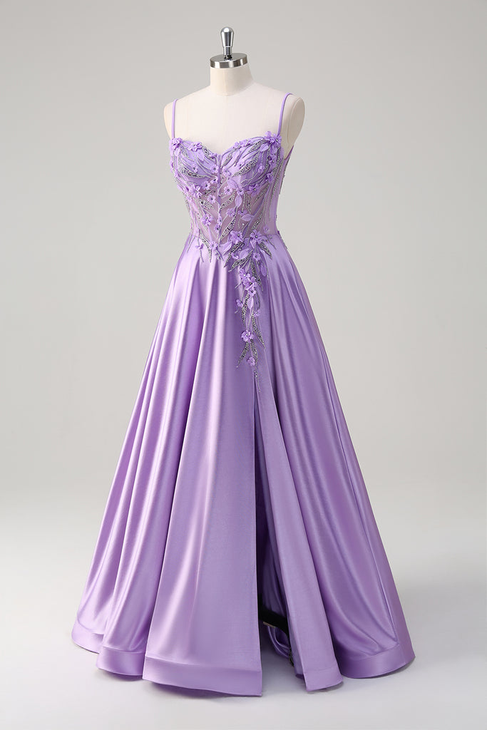 Purple dress with side slit prom gowns, bridal dresses, women wedding dress Y5230