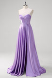 Purple A Line Sweetheart Corset Long Prom Dress