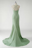 Sparkly Sheath Green Long Prom Dress with 3D Flowers