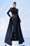 Gorgeous Black Mermaid Long Sleeves Beaded Prom Dress