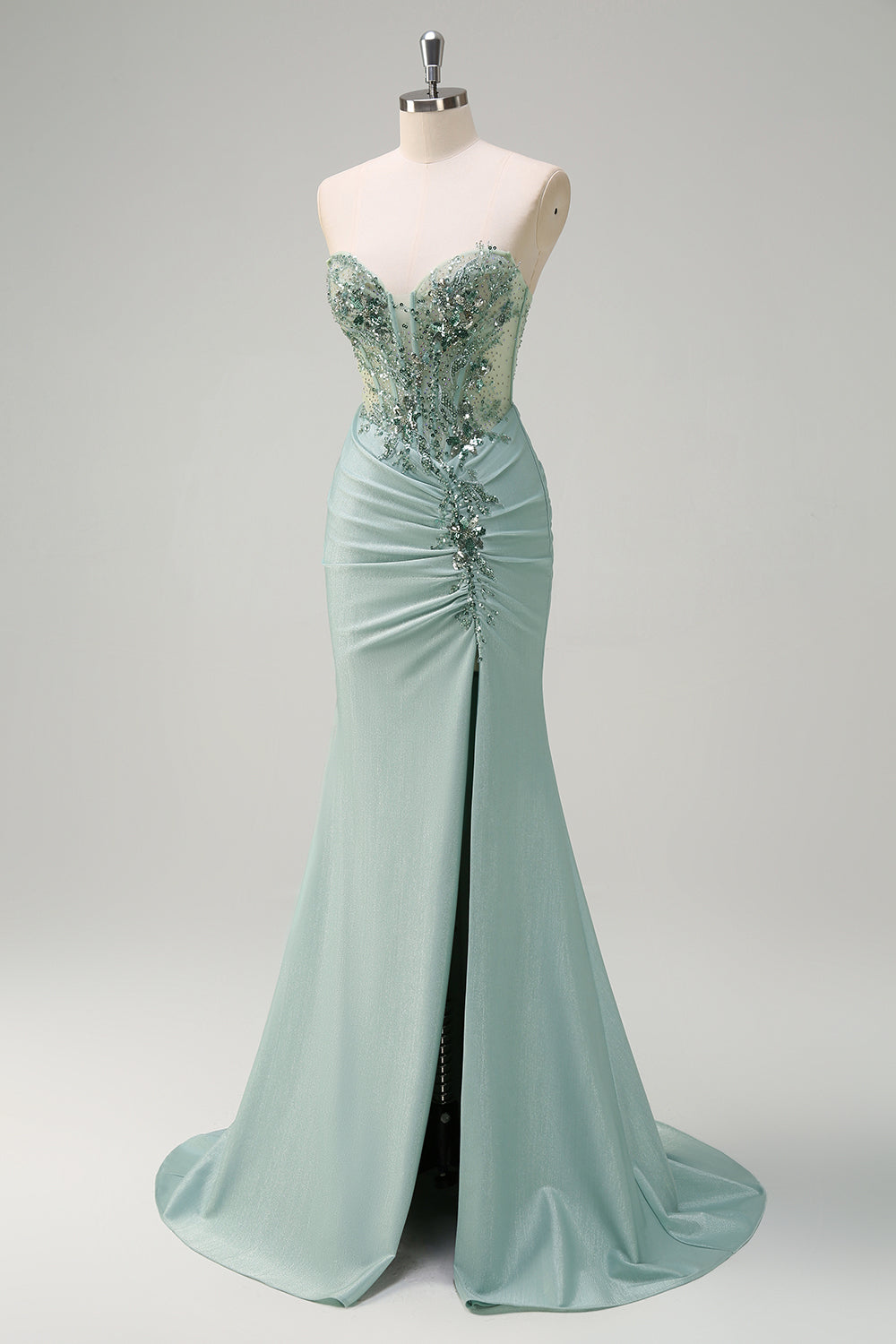 ZAPAKA Women Sparkly Grey Green Long Prom Dress with Slit Mermaid Strapless Sequin Corset Ruched Formal Dress, Lilac / US16W ZAPAKA Women Sparkly Grey Green Long Prom Dress with Slit Mermaid Strapless Sequin Corset Ruched Formal Dress, Lilac / US16W