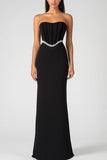 Black Strapless Corset Sheath Sequins Formal Dress