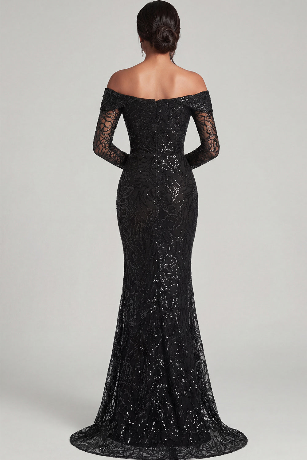 ZAPAKA Women Black Formal Dress Sheath Off The Shoulder Long Sleeves Mesh And Lace Long Formal Wear Dress, Black / US22W ZAPAKA Women Black Formal Dress Sheath Off The Shoulder Long Sleeves Mesh And Lace Long Formal Wear Dress, Black / US22W