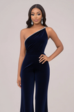 Velvet Navy Women's Jumpsuits with Rhinestone