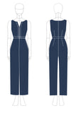 Jumpsuit Navy Appliques Chiffon Long Sleeves Square Neck Mother of the Bride Sets