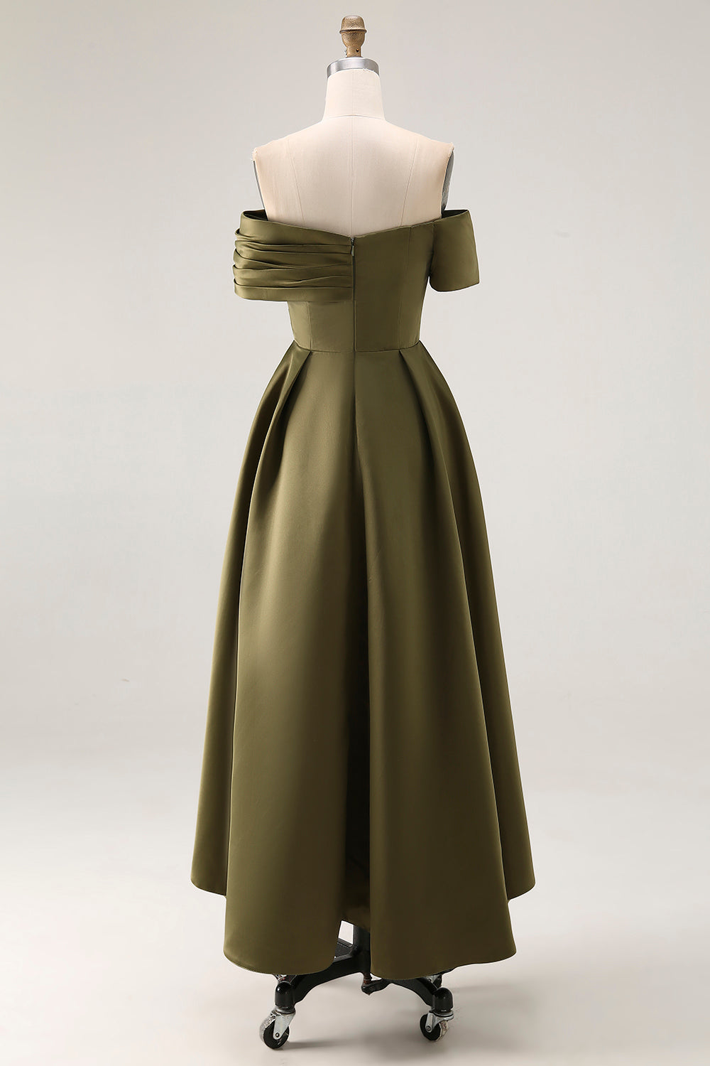 Zapaka Women Olive Mother of The Bride Dress A-Line Off The Shoulder Ruched Satin Formal Dress, Olive / US16W Zapaka Women Olive Mother of The Bride Dress A-Line Off The Shoulder Ruched Satin Formal Dress, Olive / US16W