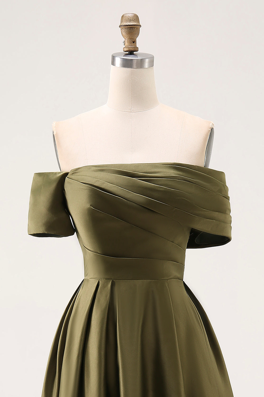 ZAPAKA Women Olive Mother of the Bride Dress A-Line Off the Shoulder Ruched Satin Formal Dress, Olive / US16W ZAPAKA Women Olive Mother of the Bride Dress A-Line Off the Shoulder Ruched Satin Formal Dress, Olive / US16W