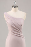 One Shoulder Mermaid Long Khaki Formal Dress