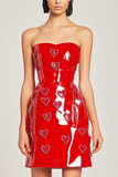 Red Strapless A-Line Heart Mini Party Dress