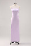 Simple Lilac Sheath Lace-Up Back Formal Dress