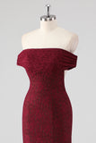 Burgundy Lace Mermaid Off The Shoulder Formal Dress