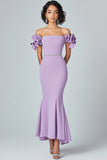 Lilac Mermaid Off The Shoulder Ruffles Formal Dress