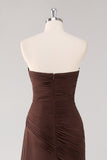 Dark Brown A-Line Sweetheart Ruched Ruffled Long Formal Dress