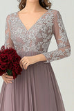 Dusk V Neck Long Sleeves Mother of the Bride Dress With Appliques