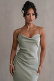 Grey Green Mermaid Spaghetti Straps Backless Long Prom Dress