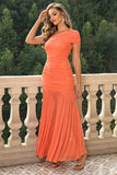 Sunset Mermaid One Shoulder Ruched Long Formal Dress