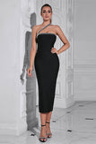 Black One Shoulder Bodycon Long Party Dress