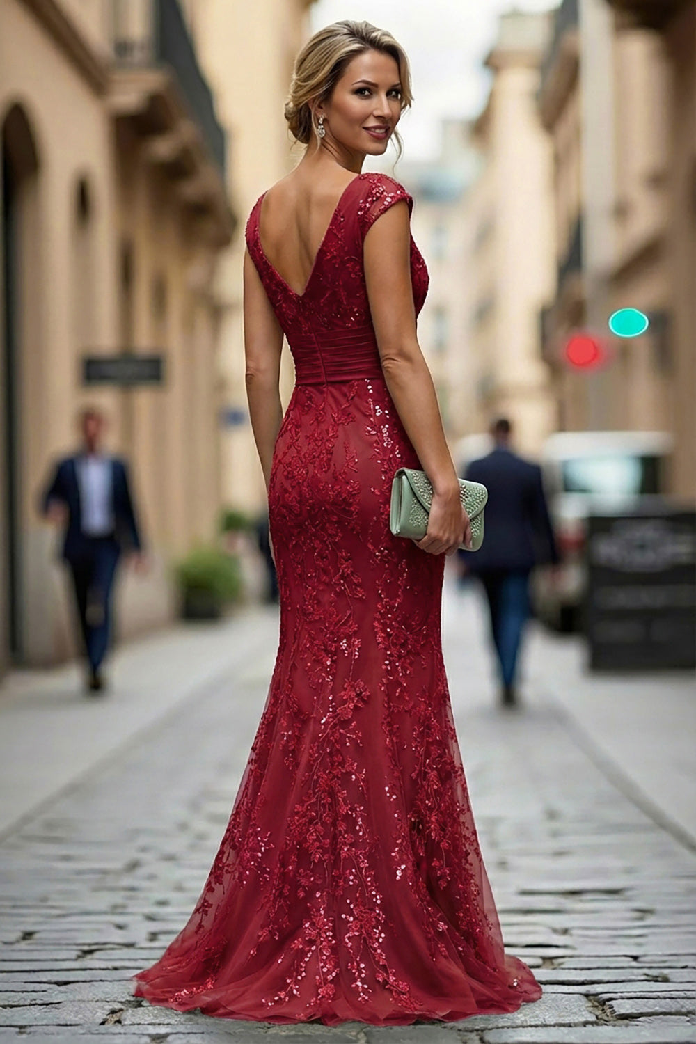 strapless open back dress Luxury Red Ball Gown Puffy Prom Dress main image 1