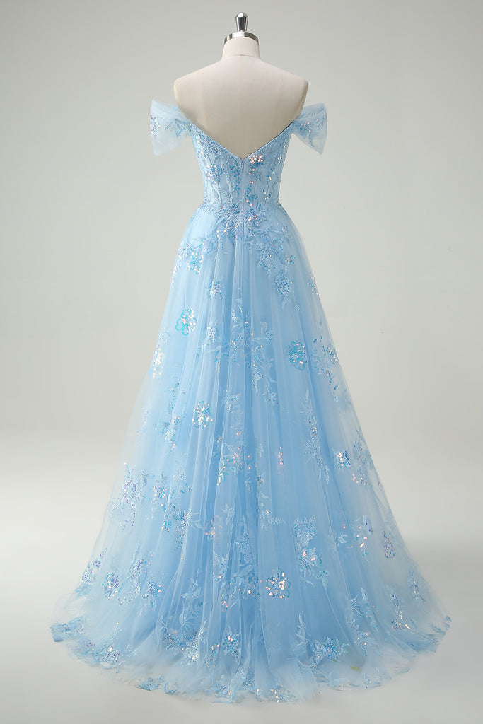 Elegant Sky Blue Sleeveless A-line Prom Dress With Ruffles main image 0