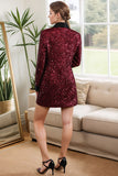 Sparkly Burgundy Bodycon Sequin Maxi Women's Blazer