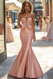 Blush Mermaid Sleeveless Sweetheart Long Prom Dress with Bow