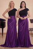 Black Plum Mermaid Ruched One Shoulder Choir Dress