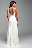 White Spaghetti Straps Jersey A Line Formal Dress
