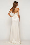 Ivory Strapless Sheath Wedding Dress with Slit