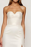 Ivory Strapless Sheath Wedding Dress with Slit