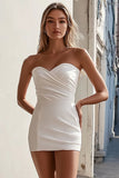 Bodycon White Strapless Short Graduation Dress