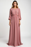 Blush A Line Chiffon 3/4 Sleeves Mother of the Bride Dress