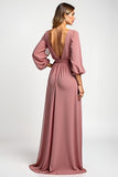 Blush A Line Chiffon 3/4 Sleeves Mother of the Bride Dress