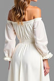 White A Line Off The Shoulder Graduation Dress