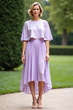 Lilac A Line pleated Mother Of The Bride Dress With Cloak